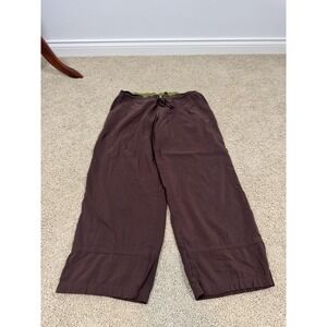 Prana Capri Pants Womens XS Brown Wide Leg Crop Elastic Waist Casual Pockets